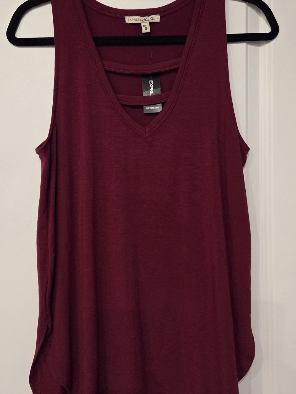 Express Burgundy V-Neck Strappy Tank Top